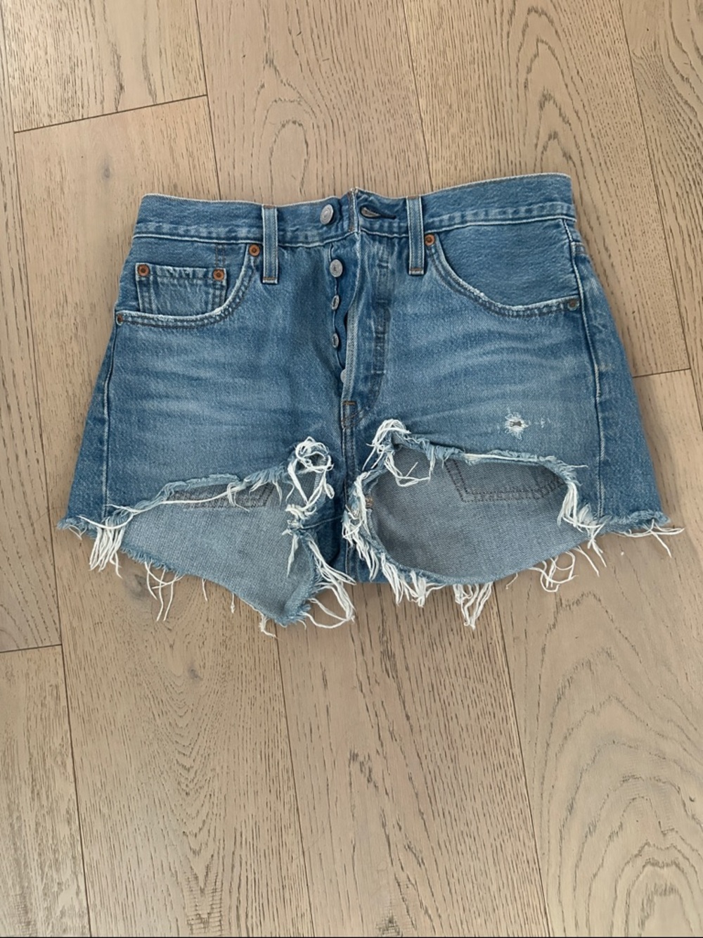 Levi's Frayed Cutoff Denim Shorts - Blue